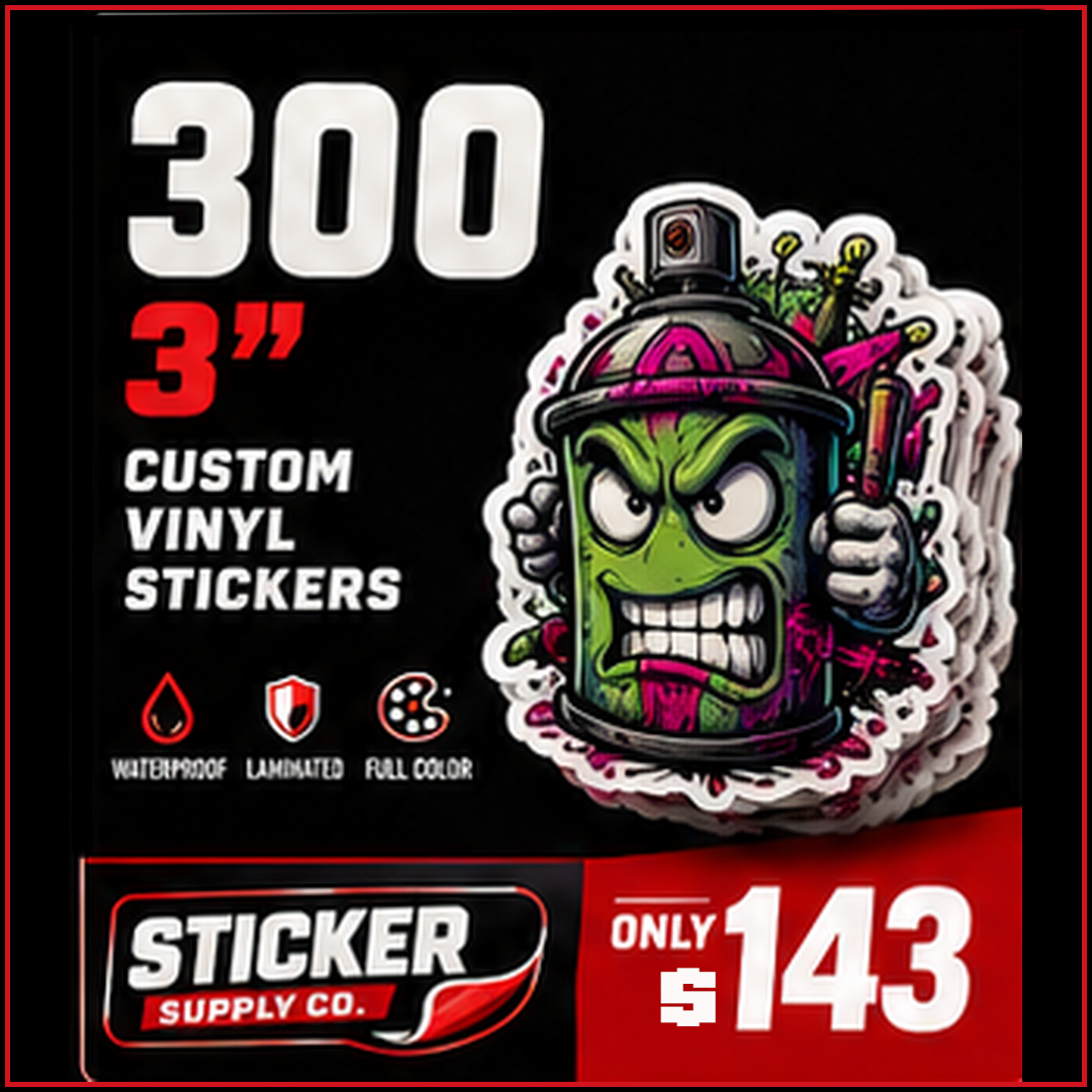 300 Custom 3-Inch Vinyl Stickers